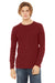 Bella + Canvas BC3501/3501 Mens Jersey Long Sleeve Crewneck T-Shirt Cardinal Red Model Front