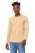 Bella + Canvas BC3501/3501 Mens Jersey Long Sleeve Crewneck T-Shirt Sand Dune Model Front