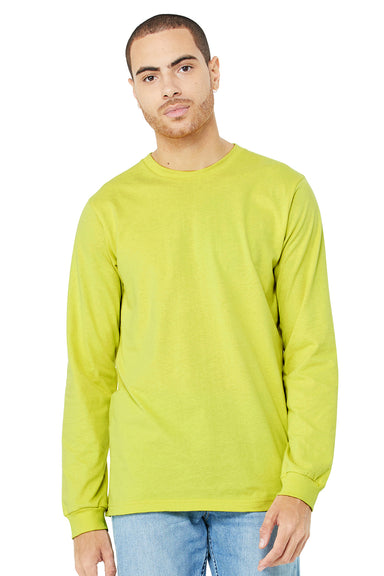 Bella + Canvas BC3501/3501 Mens Jersey Long Sleeve Crewneck T-Shirt Strobe Green Model Front