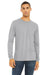 Bella + Canvas BC3513/3513 Mens Jersey Long Sleeve Crewneck T-Shirt Heather Grey Model Front