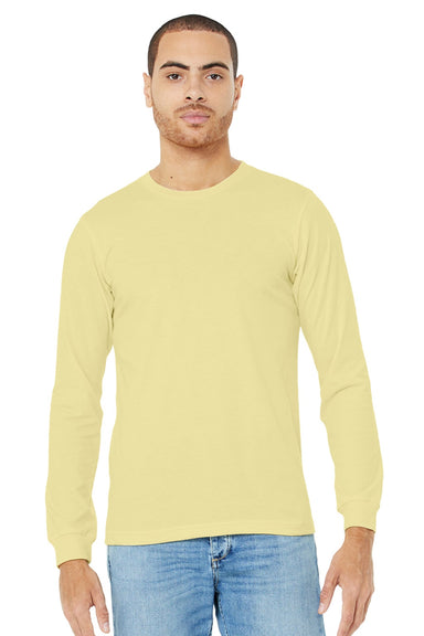 Bella + Canvas BC3501CVC/3501CVC Mens CVC Long Sleeve Crewneck T-Shirt Heather French Vanilla Model Front