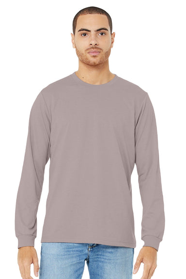 Bella + Canvas BC3501CVC/3501CVC Mens CVC Long Sleeve Crewneck T-Shirt Heather Pink Gravel Model Front