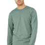 Bella + Canvas Mens CVC Long Sleeve Crewneck T-Shirt - Heather Dusty Blue