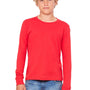Bella + Canvas Youth Jersey Long Sleeve Crewneck T-Shirt - Red