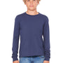 Bella + Canvas Youth Jersey Long Sleeve Crewneck T-Shirt - Navy Blue