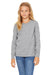 Bella + Canvas 3501Y Youth Jersey Long Sleeve Crewneck T-Shirt Heather Grey Model Front