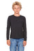 Bella + Canvas 3513Y Youth Jersey Long Sleeve Crewneck T-Shirt Charcoal Black Model Front