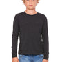 Bella + Canvas Youth Jersey Long Sleeve Crewneck T-Shirt - Charcoal Black Triblend