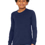 Bella + Canvas Youth Jersey Long Sleeve Crewneck T-Shirt - Navy Blue Triblend