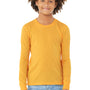 Bella + Canvas Youth Jersey Long Sleeve Crewneck T-Shirt - Heather Yellow Gold