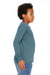 Bella + Canvas 3501Y Youth Jersey Long Sleeve Crewneck T-Shirt Heather Deep Teal Blue Model Side