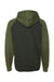 Independent Trading Company IND40RP Mens Raglan Hooded Sweatshirt Hoodie w/ Pouch Pockets Heather Charcoal Grey/Heather Army Green Flat Back