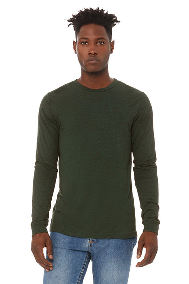 Bella + Canvas BC3513 Mens Long Sleeve Crewneck T-Shirt Emerald Green Model Front