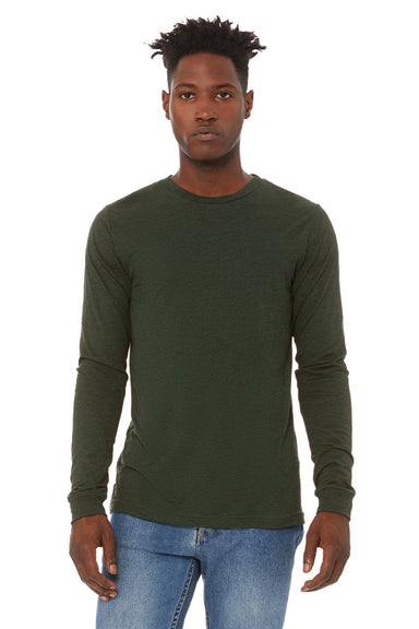 Bella + Canvas BC3513/3513 Mens Jersey Long Sleeve Crewneck T-Shirt Emerald Green Model Front