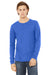 Bella + Canvas BC3501/3501 Mens Jersey Long Sleeve Crewneck T-Shirt True Royal Blue Triblend Model Front