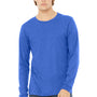 Bella + Canvas Mens Jersey Long Sleeve Crewneck T-Shirt - True Royal Blue Triblend