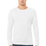 Bella + Canvas Mens Long Sleeve Crewneck T-Shirt - Solid White