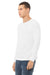 Bella + Canvas BC3513 Mens Long Sleeve Crewneck T-Shirt Solid White Model 3Q