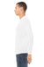 Bella + Canvas BC3513 Mens Long Sleeve Crewneck T-Shirt Solid White Model Side