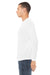 Bella + Canvas BC3513/3513 Mens Jersey Long Sleeve Crewneck T-Shirt Solid White Model Side