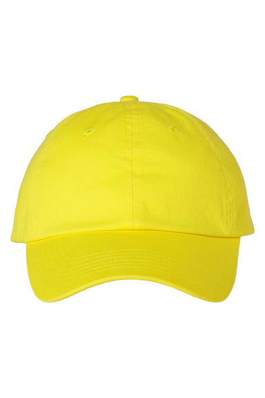 Valucap Hats VC300A Mens Adult Bio-Washed Classic Adjustable Dad Hat Neon Yellow Flat Front