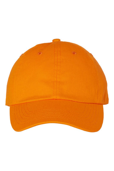 Valucap Hats VC300A Mens Adult Bio-Washed Classic Adjustable Dad Hat Neon Orange Flat Front