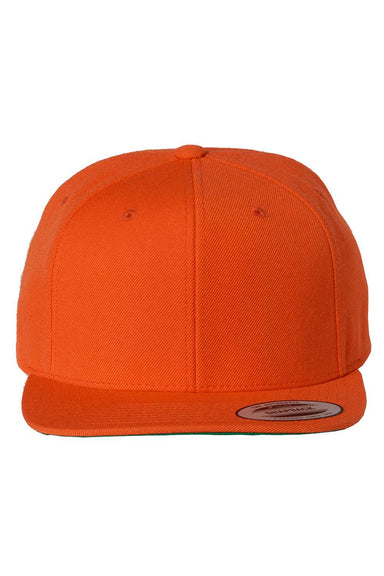 Yupoong 6089M Mens Premium Flat Bill Snapback Hat Orange Flat Front