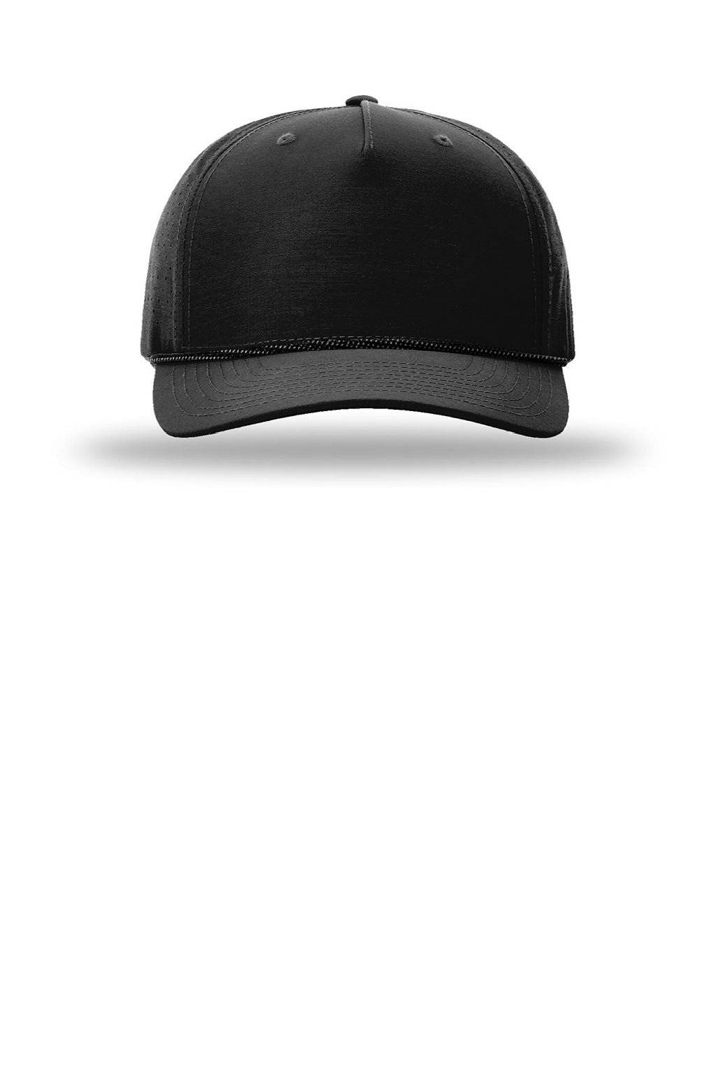 Richardson Hats 355 Mens Laser Perf Performance Snapback Rope Hat Black/Black Grey Flat Front