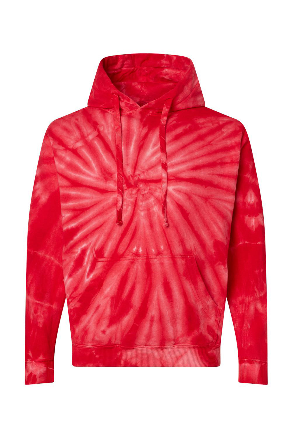 Dyenomite 854CY Mens Cyclone Tie Dyed Hooded Sweatshirt Hoodie Red Flat Front