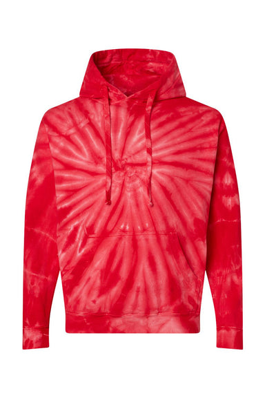Dyenomite 854CY Mens Cyclone Tie Dyed Hooded Sweatshirt Hoodie Red Flat Front