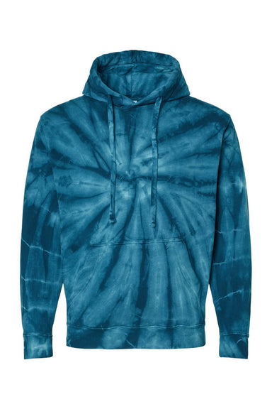 Dyenomite 854CY Mens Cyclone Tie Dyed Hooded Sweatshirt Hoodie Navy Blue Flat Front