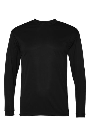C2 Sport 5104 Mens Performance Moisture Wicking Long Sleeve Crewneck T-Shirt Black Flat Front