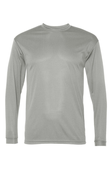 C2 Sport 5104 Mens Performance Moisture Wicking Long Sleeve Crewneck T-Shirt Silver Grey Flat Front