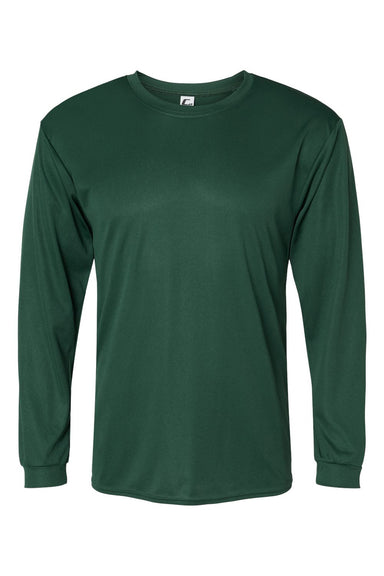 C2 Sport 5104 Mens Performance Moisture Wicking Long Sleeve Crewneck T-Shirt Forest Green Flat Front