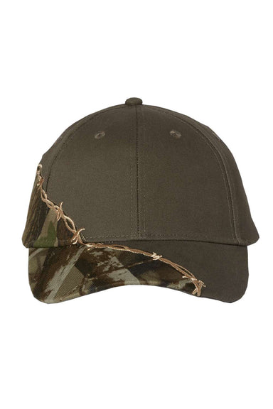 Kati LC4BW Mens Camo w/ Barbed Wire Embroidery Hat Hardwood Green/Olive Flat Front