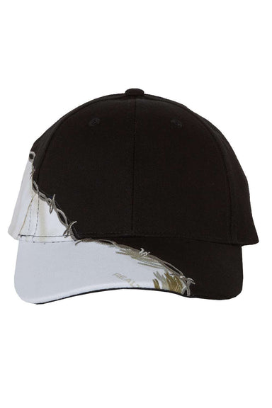 Kati LC4BW Mens Camo w/ Barbed Wire Embroidery Hat White/Black Flat Front