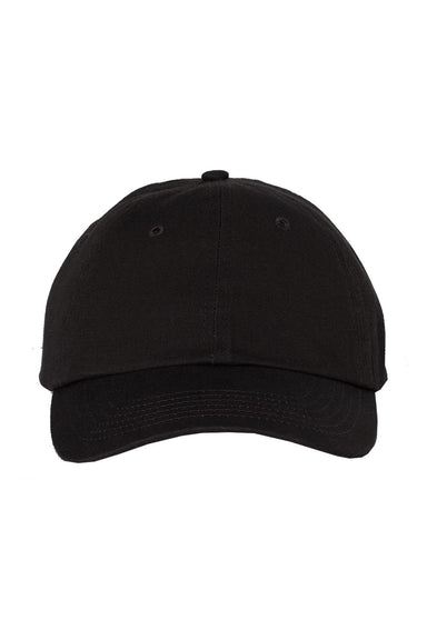 Valucap VC350 Mens Bio-Washed Chino Twill Hat Black Flat Front