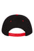 Yupoong Hats Y6007/6007 Mens Adjustable Hat Black/Red Flat Back