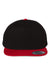 Yupoong 6007 Mens 5 Panel Cotton Twill Snapback Hat Black/Red Flat Front