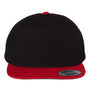 Yupoong Mens 5 Panel Cotton Twill Snapback Hat - Black/Red - NEW