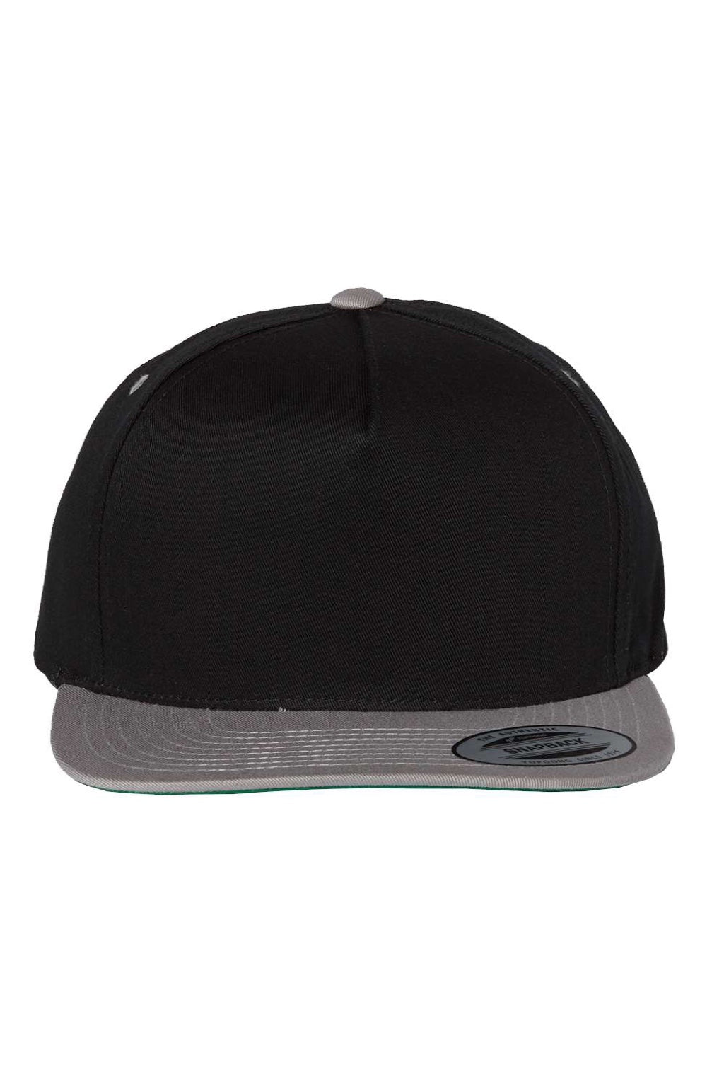 Yupoong Hats Y6007/6007 Mens Adjustable Hat Black/Grey Flat Front