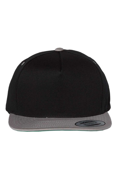 Yupoong Hats Y6007/6007 Mens Adjustable Hat Black/Grey Flat Front