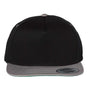 Yupoong Mens 5 Panel Cotton Twill Snapback Hat - Black/Grey - NEW