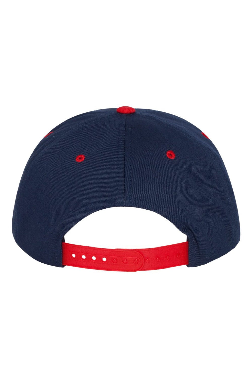 Yupoong Hats Y6007/6007 Mens Adjustable Hat Navy Blue/Red Flat Back