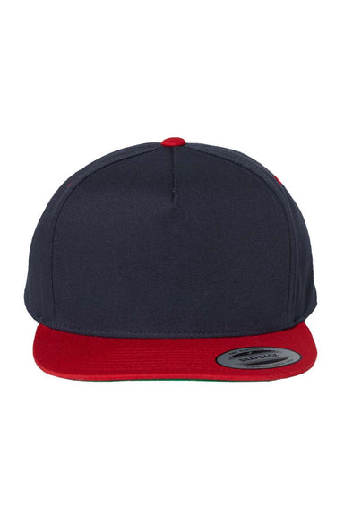 Yupoong Hats Y6007/6007 Mens Adjustable Hat Navy Blue/Red Flat Front