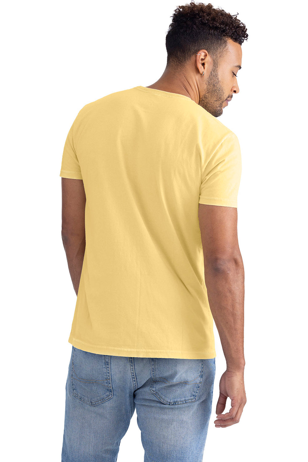 Next Level 3600SW Mens Soft Wash Short Sleeve Crewneck T-Shirt Banana Cream Yellow Model Back