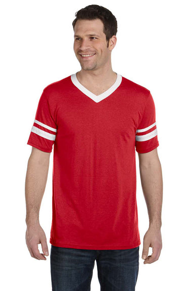 Augusta Sportswear 360 Mens Short Sleeve V-Neck T-Shirt Red/White Model Front
