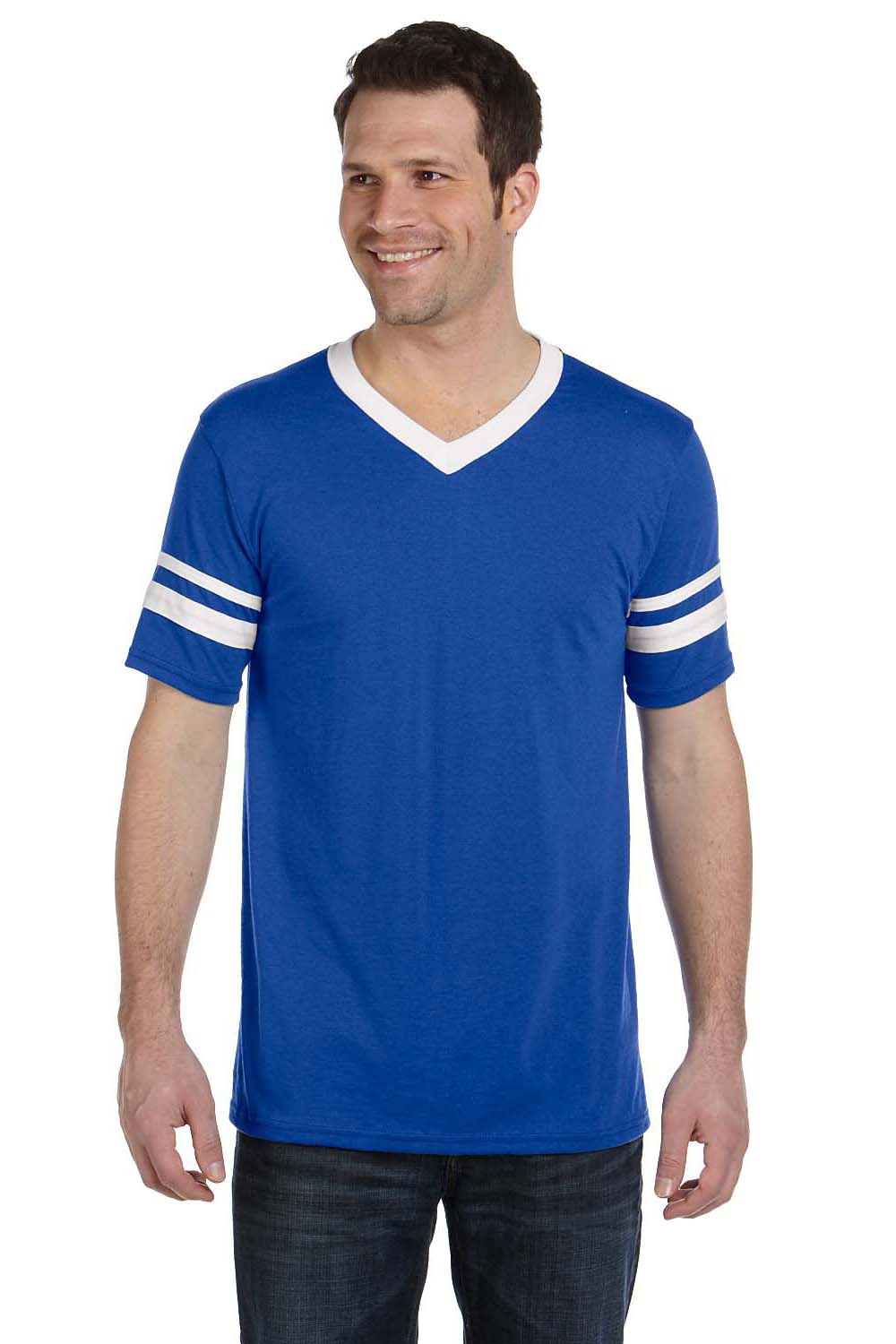 Augusta Sportswear 360 Mens Short Sleeve V-Neck T-Shirt Royal Blue/White Model Front