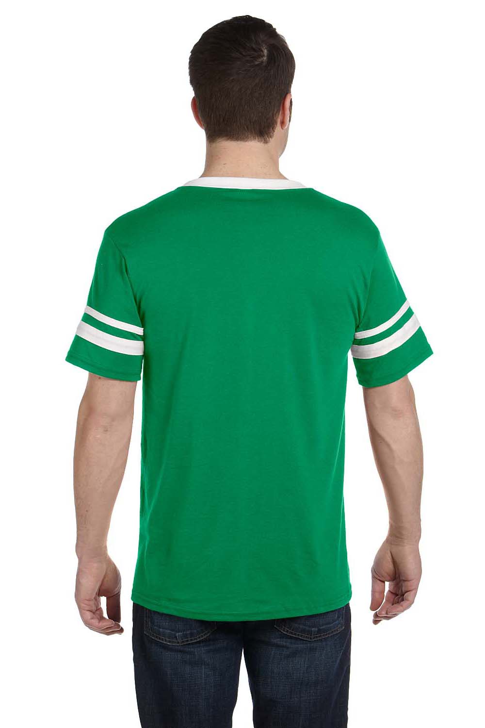 Augusta Sportswear 360 Mens Short Sleeve V-Neck T-Shirt Kelly Green/White Model Back