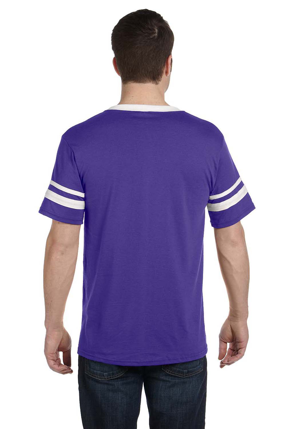 Augusta Sportswear 360 Mens Short Sleeve V-Neck T-Shirt Purple/White Model Back